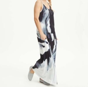 Black & Gray Abstract Maxi Dress